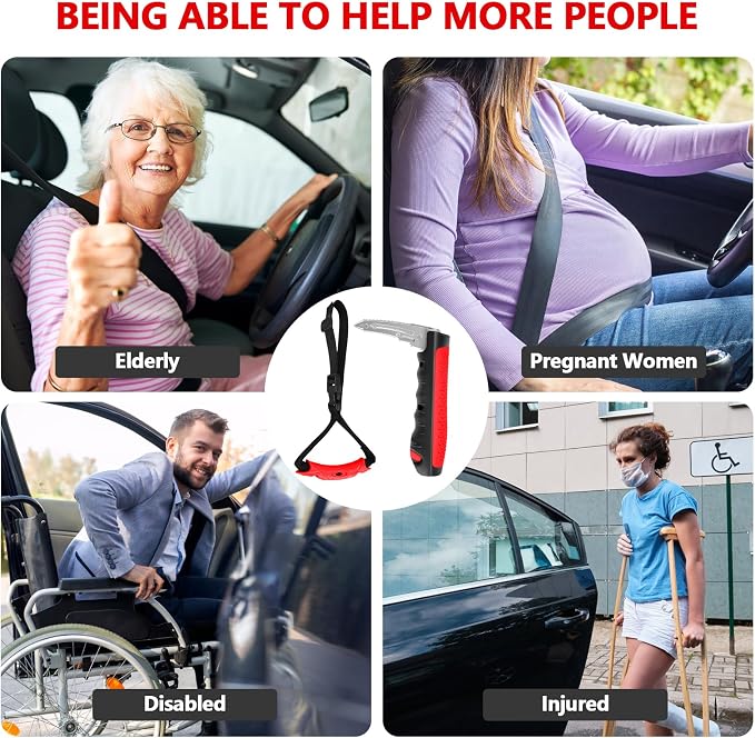 Kaiedos Car Door Handle for Elderly, 3-in-1 Car Handle Assist for Seniors, Portable Auto Cane Vehicle Support Handle, 500 lbs Capacity, Non-Slip Door Assist Bar