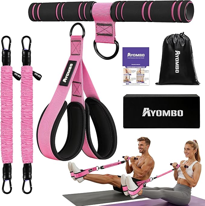 Upgrade Pedal Resistance Band with Handle, Adjustable Tube Foot Pedal Device Puller Exercise Bands, for Abs Arm Leg Waist Workout, Core Pilates, Sit Up Fitness Equipment for Full Body Training