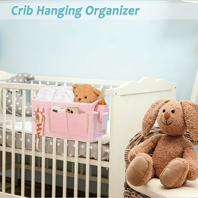 Bedside Caddy, Bedside Storage Bag Hanging Organizer for Bunk Dorm Bed Rail | Bed Caddy with Hooks, Top Bunks and Dorm Essentials for Water, Tissues, Tablets, Books, Phones, Remotes and Other Necessories