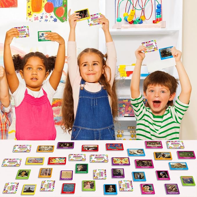 gisgfim 100 PCS Memory Matching Game Famous Paintings Concentration Memory Card for Adults Learning Educational Game A Fun & Fast Artworks Theme Matching Games