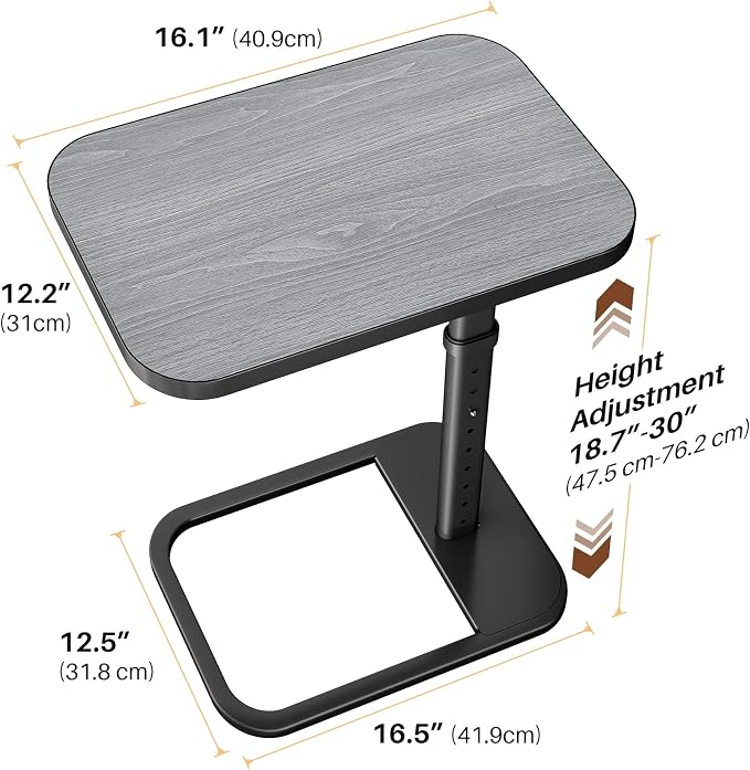Adjustable Height TV Tray Table for Couch, Flip-Top Design | 19"-30" Height Range, 9-Position Lock System, Rounded Corners, Laptop Table, Snack Table, For Living Room & Bedroom