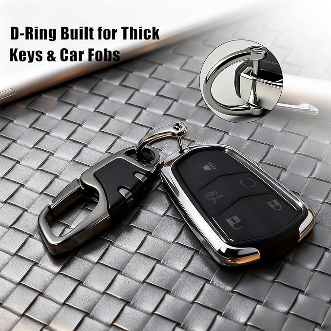 Keychain Carabiner Clip,Heavy Duty Belt Loop Car Key Ring Holder | Durable metal build, mens EDC accessory, 4 key rings, secure locking D-ring, fits belt loops, holds home, car key fobs
