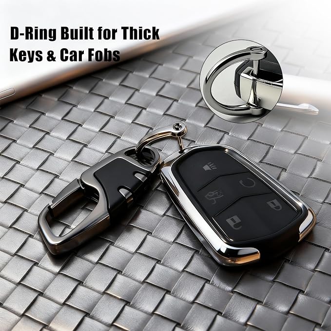 Keychain Carabiner Clip,Heavy Duty Belt Loop Car Key Ring Holder | Durable metal build, mens EDC accessory, 4 key rings, secure locking D-ring, fits belt loops, holds home, car key fobs