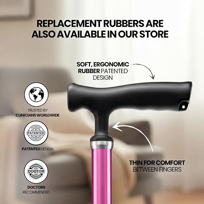 Allay Walking Canes for Men & Women - Adjustable Canes for Women for Stability, Self Standing Wide Quad Pivot Base, Light Weight, Soft Handle Grip and Travel Bag, Walking Sticks for Seniors