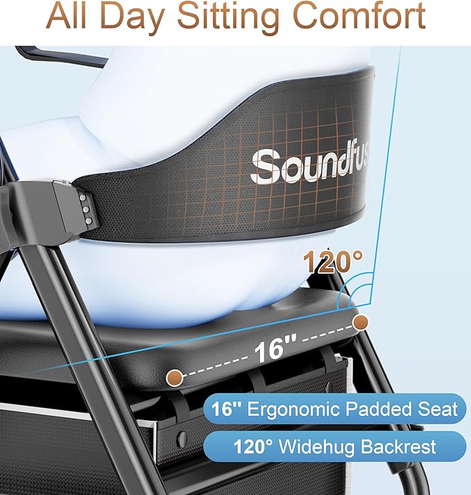 Rollator Walkers for Seniors with Seat, Foldable Lightweight Rolling Walker with 8" Big PU Wheels, Ergonomic Seat, Dual Height Adjustment