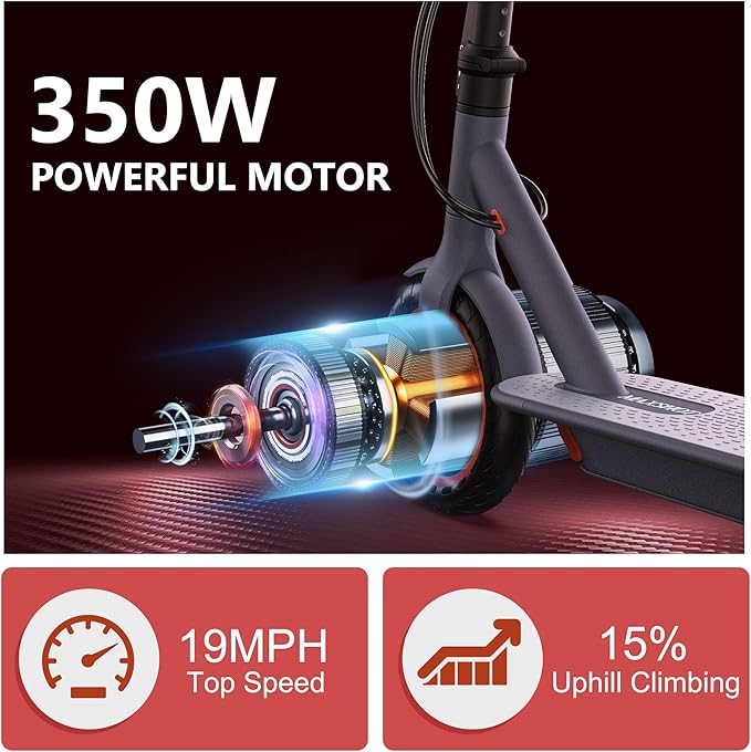 Maxshot Electric Scooter, 8.5" /10" /14" Tire, 16/19/22 Mph Top Speed, 12/16/21/27/28/49/50 Miles Long Range, Folding Escooter for Adults and Kids with Seat Bag, Dual Braking, Dual Suspension, App