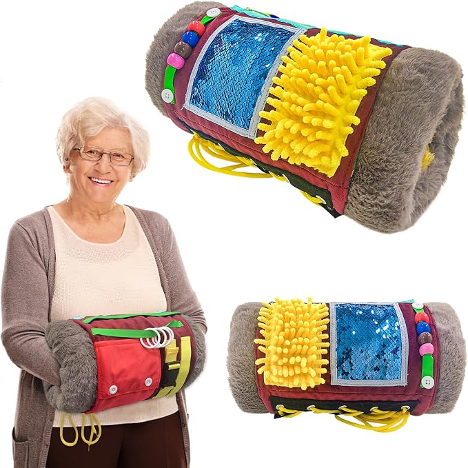 Fidget Muff Blanket for Elderly with Dementia and Alzheimer's Patients Activities and Gift for Senior with Alzheimer’s or Dementia Warm Hands Relieve Stress