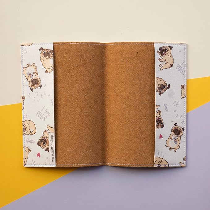 Passport Cover for Kids, Women and Men, Cute Travel Passport Holder (I Love Pugs)