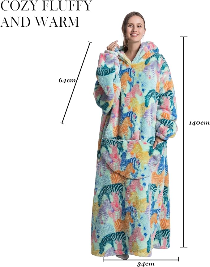 Blanket Hoodie, Long Hooded Blanket Sweatshirt as Birthday Gifts for Women Men, Long Wearable Blanket for Women Men.
