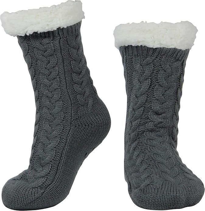 BenSorts Women Winter Thick Slipper Socks with Grippers Non Slip Warm Fuzzy Socks Christmas Gifts
