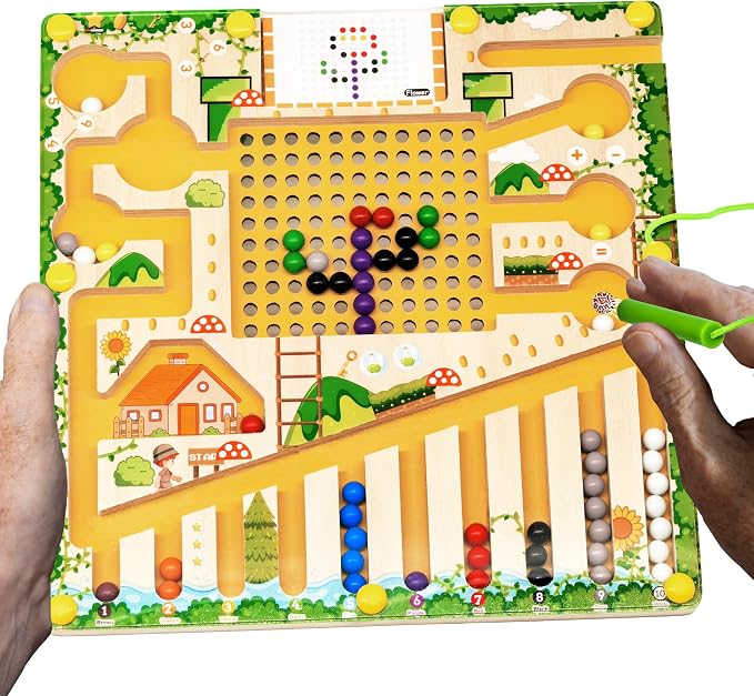 Alzheimers Products for Elderly, Memory Care Dementia Activities for Seniors, Magnetic Color & Number Puzzles for Parkinson Patients, Easy Sorting Matching Game Cognitive Maze Board Gadgets Gifts