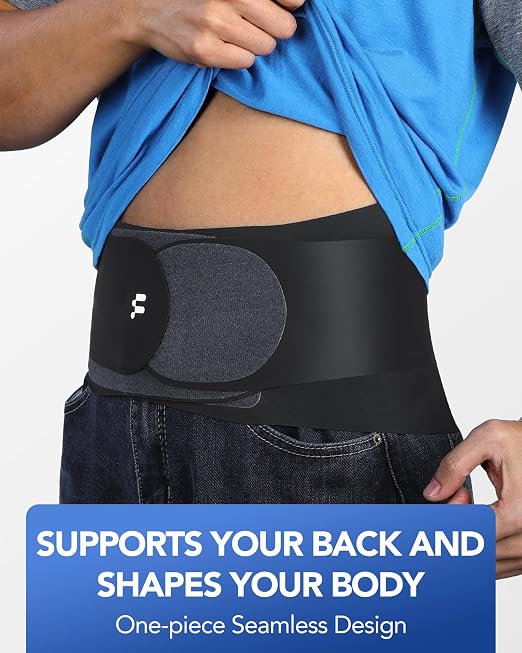 0.5mm Ultra Thin Back Brace for Women Men, 3D Lumbar Pad, Seamless Yoga Fabric, Lightweight Back Brace for Lower Back Pain Relief, Sciatica, Posture, Lifting, Wearg Under Clothes, Black, S