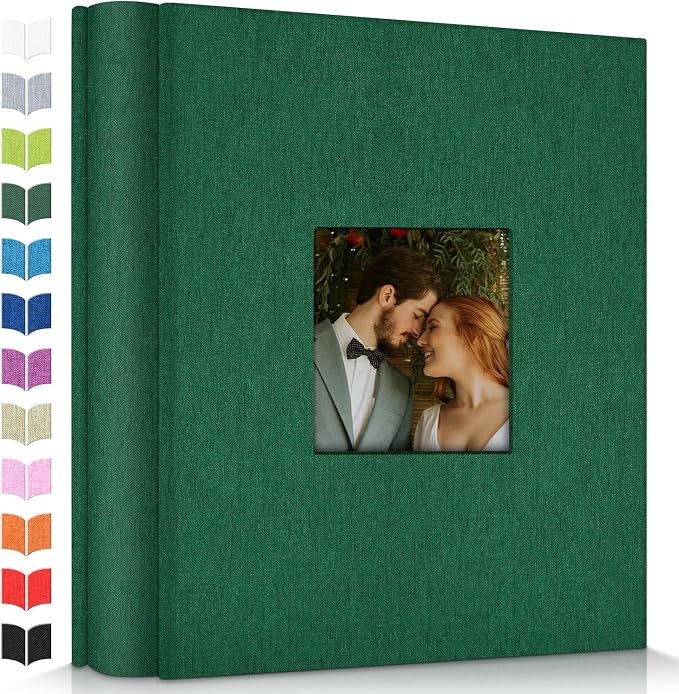 Artfeel Photo Album 4x6 with 600 Pockets,Slip-in Picture Albums,Linen Cover Memory Book with Front Window,White Page Vertical Photo Book for Wedding,Family,Anniversare,Baby,Vacation