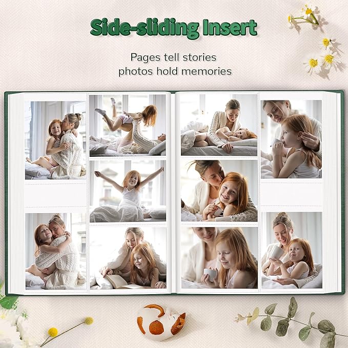 Artfeel Photo Album 4x6 with 600 Pockets,Slip-in Picture Albums,Linen Cover Memory Book with Front Window,White Page Vertical Photo Book for Wedding,Family,Anniversare,Baby,Vacation