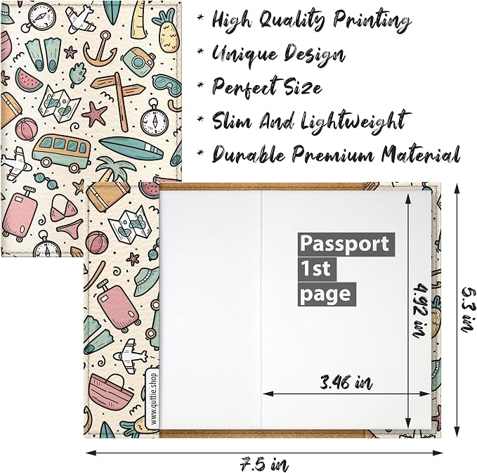 Passport Cover for Kids, Women and Men, Cute Travel Passport Holder (Summer Pattern)