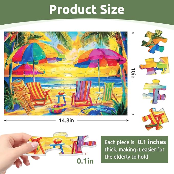 6 Pack 36 Large Piece Puzzles for Seniors, Dementia Alzheimer's Products Activities for Elderly Adults,Alzheimer’s Puzzle Memory Cognitive Games Easy Jigsaw Puzzle Gifts with 6 Storage Bags