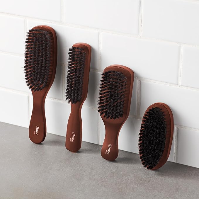 Diane Reinforced Boar Bristle Club Wave Brush for Men and Barbers – Medium Bristles for Thick and Curly Hair – Use for Detangling, Smoothing, Wave Styles, Restore Shine and Texture