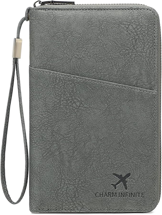 Family Passport Holder for Travel Women and Men RFID Blocking Passport Holder with Zipper Multi-functional Passport Wallet Passport Case Passport cover Travel Essentials