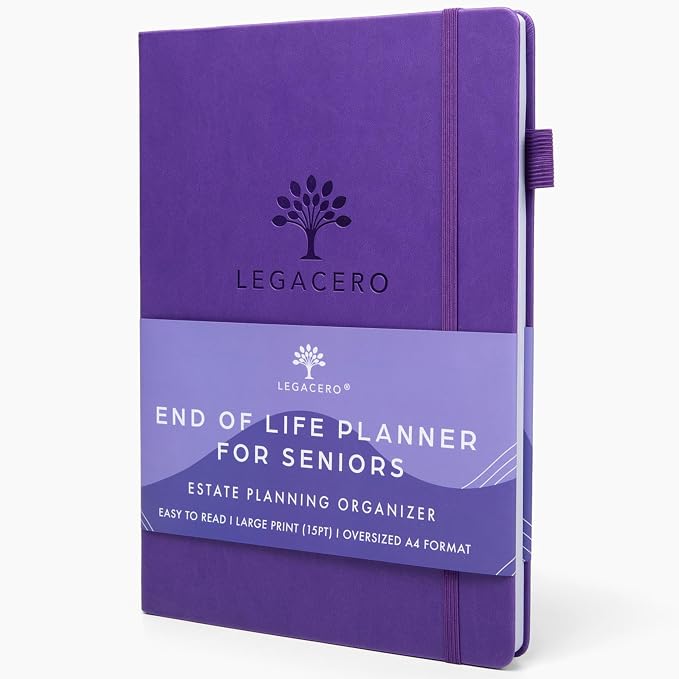 End of Life Planner for Seniors - Guided Estate Planning Organizer for Next of Kin. Large What To Do When I’m Gone Book and Important Document Organizer to Share with Your Executor (Purple)