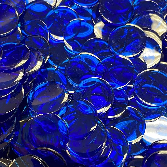 MR CHIPS Plastic Bingo Chips for Games 150 Count Bag - Solid and Transparent Colors Counting Blue 3/4 Inch