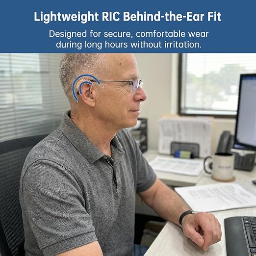 OTC Hearing Aids for Seniors & Adults, Rechargeable Hearing Aid with AI Voice Enhancement, Noise Reduction & Feedback Control, Easy to Use for Clear Conversations, TV & Outdoor Listening