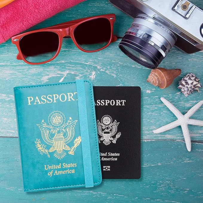 WALNEW Passport Holder for Travel, RFID Passport Cover Wallet for Women Men, PU Leather Passport Book Card Holder Case with Pen, Travelling Essentials for Flying | PU Leather Passport Cover Case with Pen Holder, Travel Must Haves Accessories, Passport ...