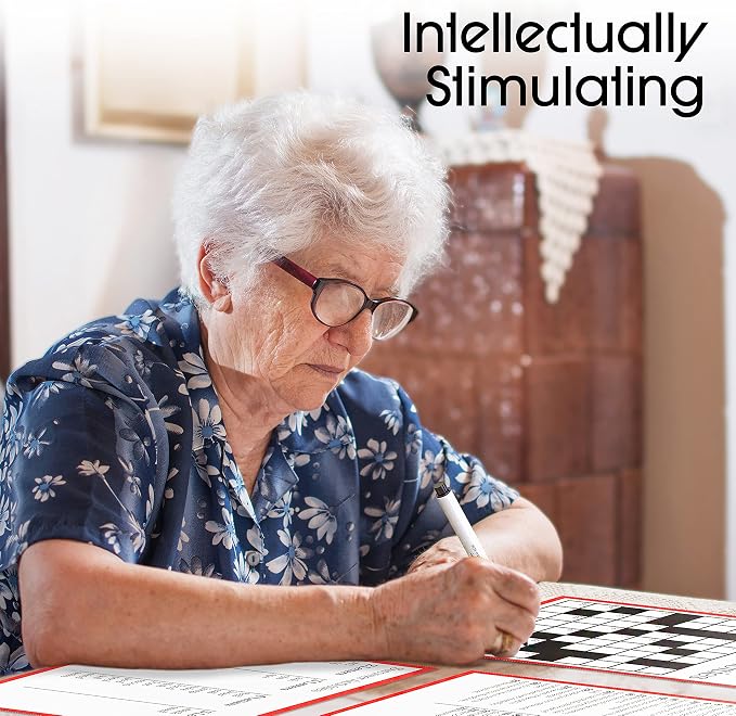 Keeping Busy Crossword Dementia Activities for Seniors | Alzheimer Products for Elderly Patients | Fun Memory Game Toy & Cognitive Brain Puzzle for Senior Citizens w/Memory Loss or Alzheimers