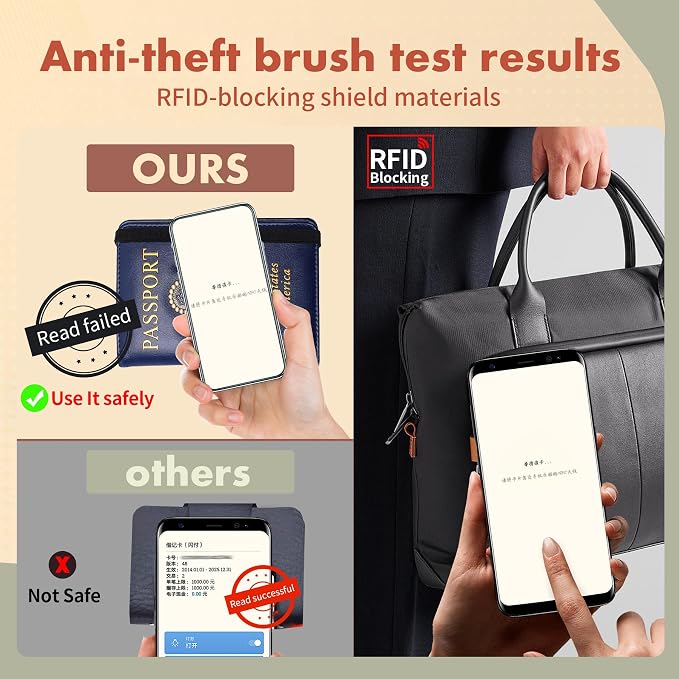 Passport Holder Cover Travel Wallet RFID Blocking Leather Family Passport Organization Personalized Wallet for Men or Women (Blue)