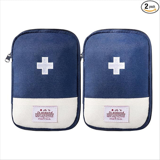 2 Packs Travel First Aid Bag,Empty Mini First Aid Pouch,Emergency Medicine Storage Organizer Bag Health and Household Supplies