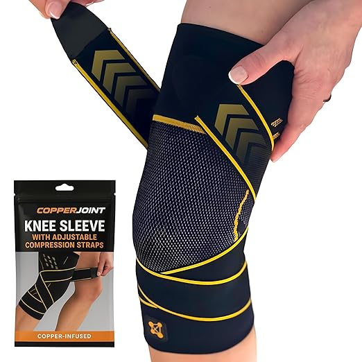 CopperJoint Pull On Knee Brace Women & Men Workout - Copper Infused Knee Sleeves for Men, Elastic Compression Knees Support Braces for Fitness, Volleyball, Basketball, Running, Sports [Small]