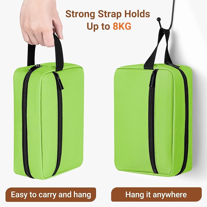 Elviros Travel Toiletry Bag for Women and Men,Lightweight Makeup Bag Hanging Dopp Kit with Shaving Compartment Cosmetic Organizer Small Tool Bag Travel Essentials,Gifts for Men & Women(Neon Green)