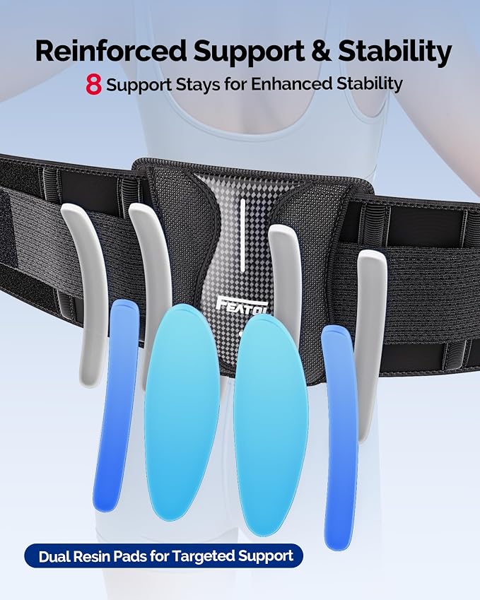 FEATOL Back Brace for Lower Back Pain Wide Coverage 360° Strong Lumbar Support with Removable Pad, Adjustable Waist Support Belt for Men Women, Size 5XL 68"-74.8"