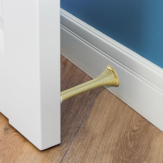 Ravinte Door Stoppers, 12 Pack Gold Spring Door Stops with Rubber Bumper, Door Stoppers for Bottom of Door