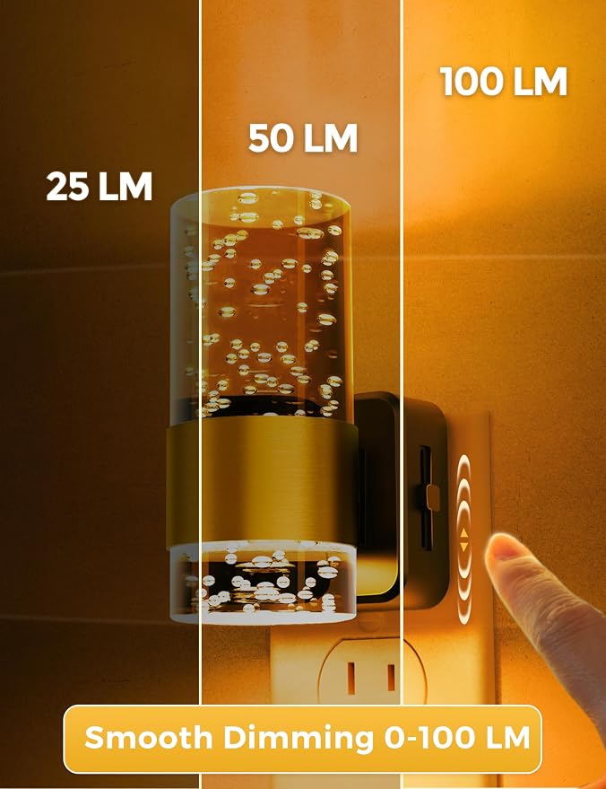 L LOHAS LED Night Lights Plug into wall, Amber Night Light with Adjustable Brightness, Plug in NightLight with Auto Light Sensor, Wall Sconce-Style Design Night Light for Bathroom,Hallway, 2 Pack