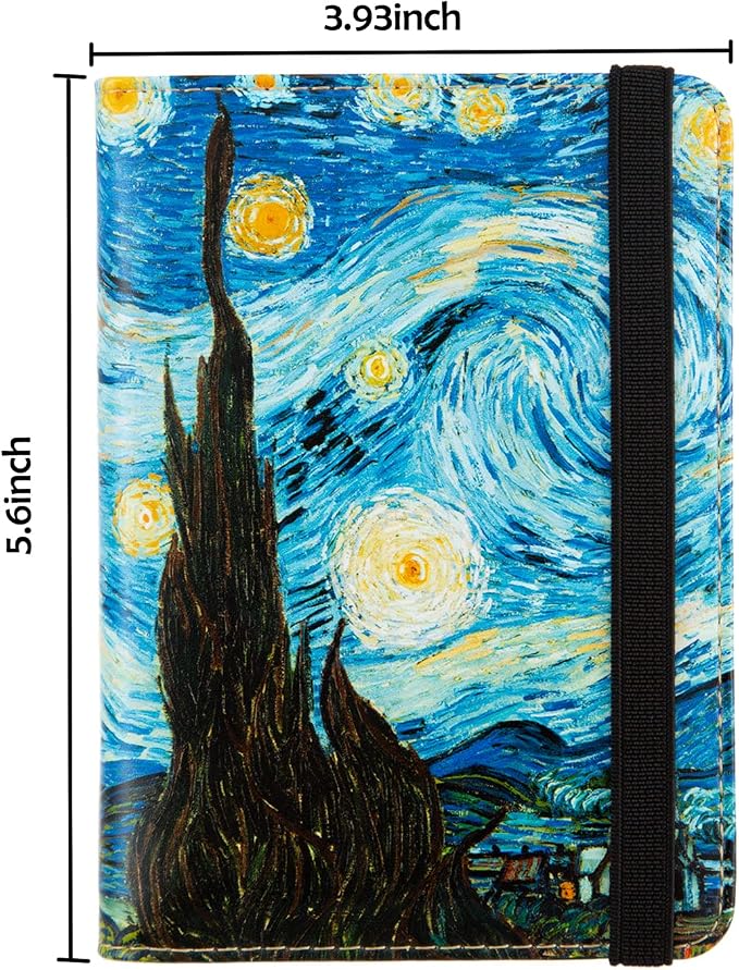 AIRMORS Passport Holder,Cute Passport Cover,Travel Wallet with Credit Card Slots Rfid passport Wallet Waterproof Documents Organizer Men(A Vincent van Gogh The Starry Night)
