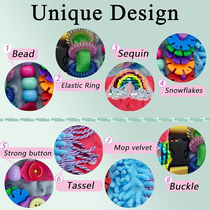 Fidget Blanket for Adult Dementia Products for Elderly Alzheimers Dementia Activities for Seniors Fidget Wrist Cuff Sensory Bracelet for Seniors Dementia Gifts （Red&Grey