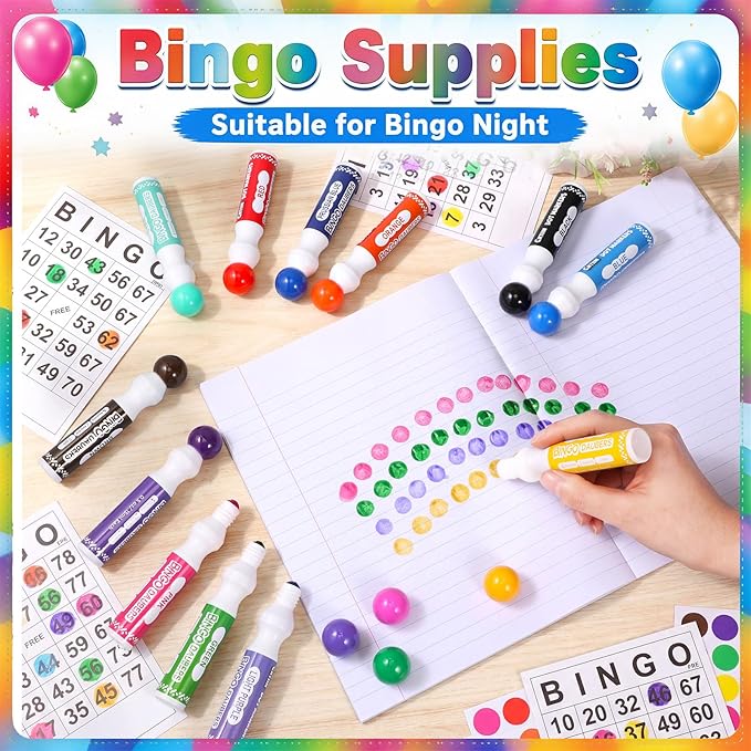 Crtiin 36 Pack Mixed Colors Set of Bingo Daubers Bingo Dabbers Dot Markers Bulk Paint Dotters Craft Ideal for Art and Crafts Painting Supplies Drawing Coloring Class Pre School Adult Gift (12 Colors)