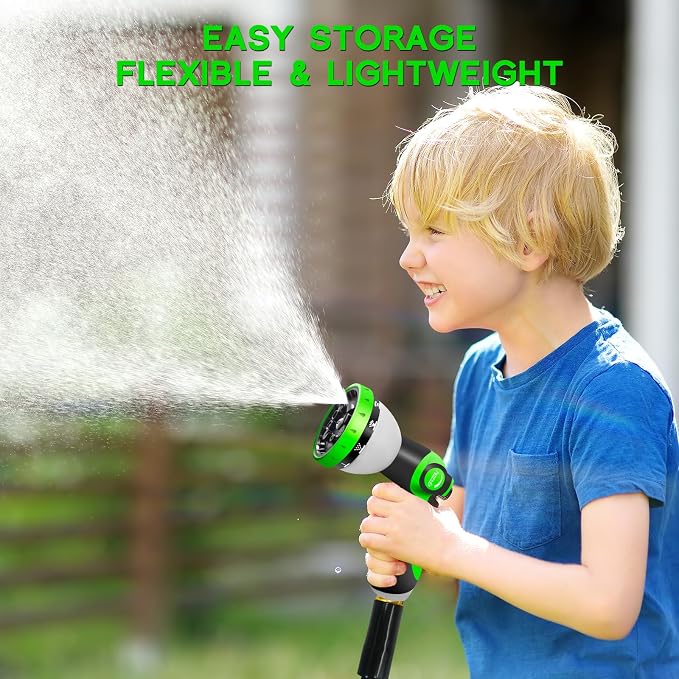 Junredy Garden Hose 50 FT, NON-EXPANDABLE Heavy-Duty Flexible & Lightweight Water Hose with 10-Function Nozzle, No-Kink, Leak-Proof Super Fabric, Solid Fittings for Lawn, Car, Outdoor (Black Blue)