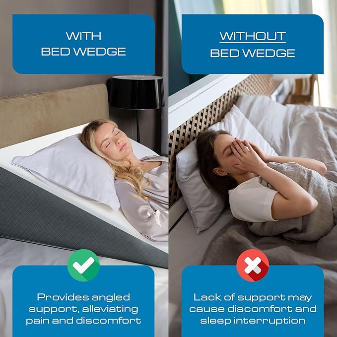 Kolbs Bed Wedge Pillow Chic Jacquard Cover for Sleeping and Acid Reflux, Heartburn 12" Height