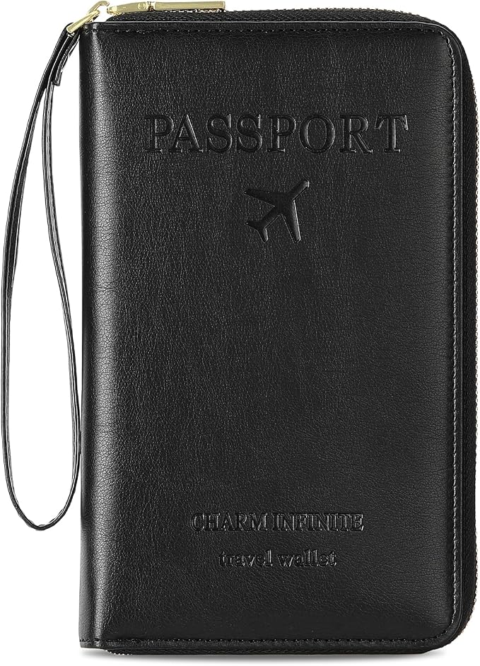 Leather RFID Blocking Passport Holder Travel Wallet, Passport Cover/Travel Wallet for Women/Men with