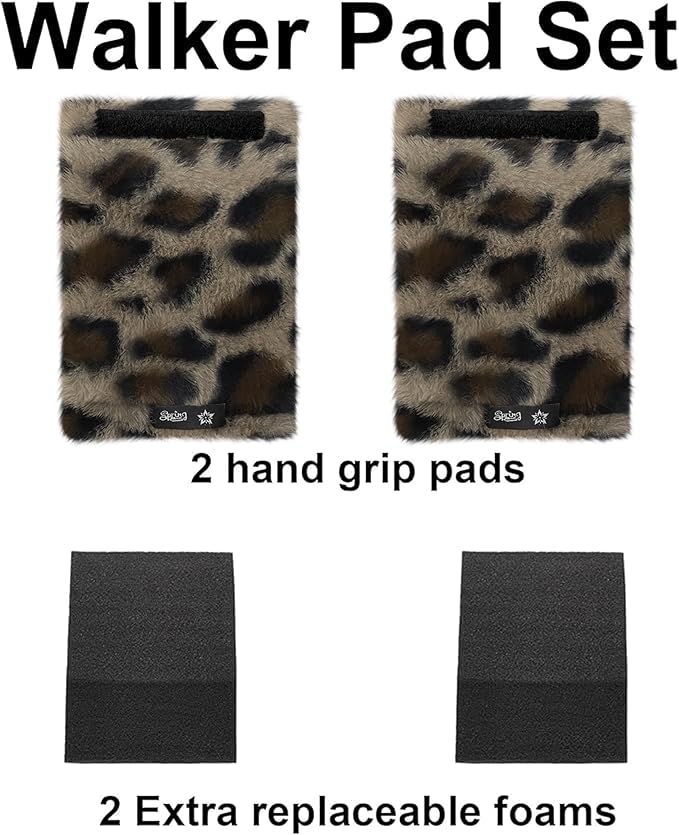 SPRING SEAON Walker Hand Pads Fluffy Walker Handle Cushions Non-Slip Universal Walker Grips Padded Hand Covers Soft Pads for Walkers for Seniors Walker Pads for Handles Folding Rolling Wheelchair, Rollator Handle, Elderly Grippers 2 Pack
