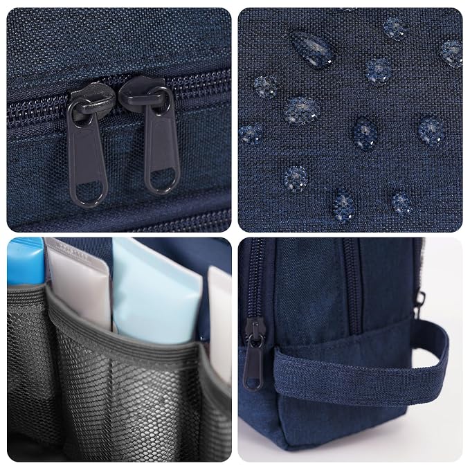 WANDF Travel Toiletry Bag for Men, Small Dopp Kit for Toiletries | Water-Resistant Fabric, Travel Bag for Toiletries, Compact Storage, Shaving Accessories, Weekend Trips