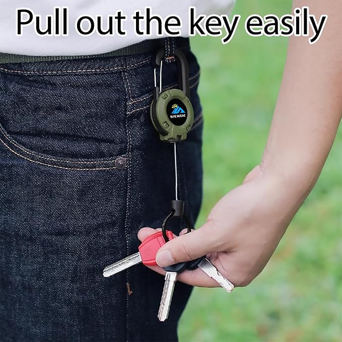 Yojaro Retractable Keychain Heavy Duty, Multitool Carabiner Badge Holder, Retractable Keychain Clip Id Holder, Upgraded 58cm Stainless Steel Cord, Suitable for Men and Women Green