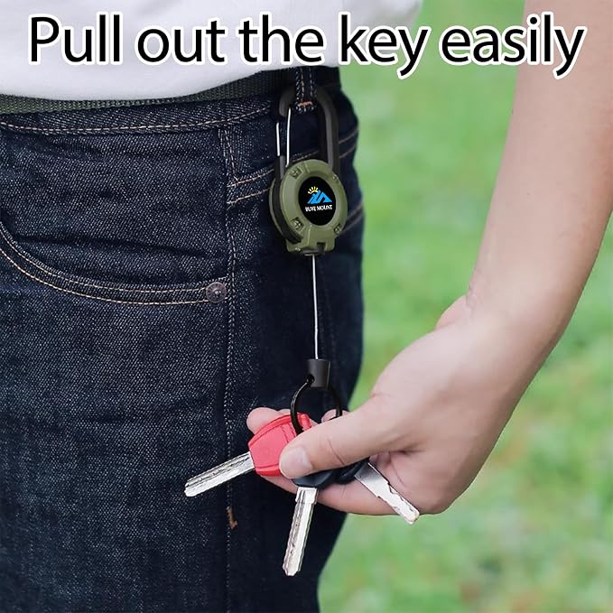 Yojaro Retractable Keychain Heavy Duty 2Pack, Multitool Carabiner Badge Holder, Retractable Keychain Clip Id Holder, Upgraded 58cm Stainless Steel Cord Green