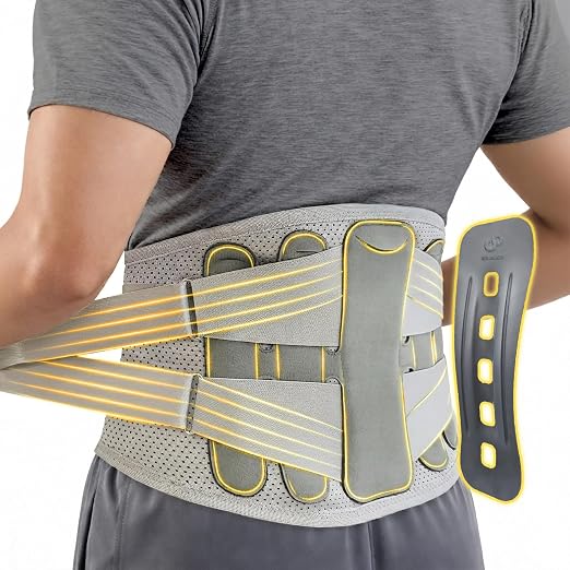Bracoo Lower Back Brace for Pain Relief, Lumbar Support, Medium(30-37")BP62 | Breathable Lumbar Support Belt with Adjustable Compression Straps for Daily Wear and Back Support,Herniated Disc, Sciatica