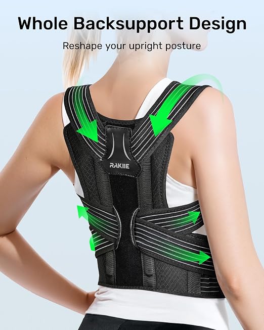 Rakiie All-round Back Belt Support for Women Men, Breathable Durable Lumbar Support Brace, Invisible Under Clothing, Back Support Brace for Hunchback, Gray Size XL (Upper Waist: 47.2"-53.2")