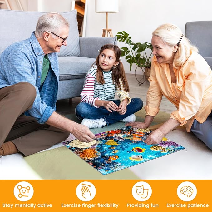 4 Pack 36 Large Piece Puzzles for Seniors Puzzle Dementia Alzheimer's Products Activities for Seniors Dog Cat Bird Fish Easy Jigsaw Puzzle Memory Games Gift for Elderly Adult with 4 Storage Bags