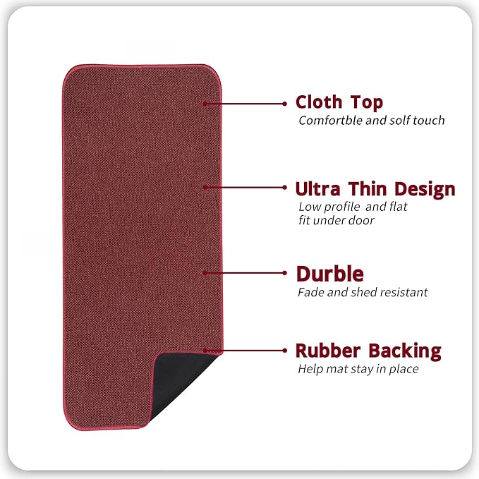 Bath Mat,Ultra Thin Bathroom Runner Rugs,Large Bath Mats for Bathroom,Quick Dry,Non-Slip,Machine Washable,Low Pile,Bath Rug,Shower Outside,Sink,Home Decor Accessories.Red,3'x5'(36x60inch)