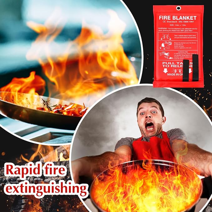 Macarrie 6 Pack 39” x 39” Fire Blanket Emergency for Home and Kitchen Safety Suppression Blanket Fiberglass Fireproof Survival for Fireplace Car Office Camping (Red)