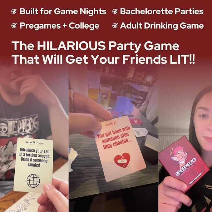 Cupid's Card Games Party Game - Drinking Game for Adults - Perfect for Game Nights, Friends, College & Bachelorette Party - 120 Hilarious Cards